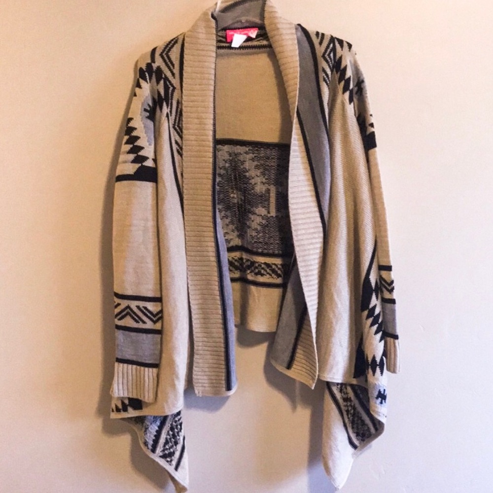 Long Tribal Tan Sweater